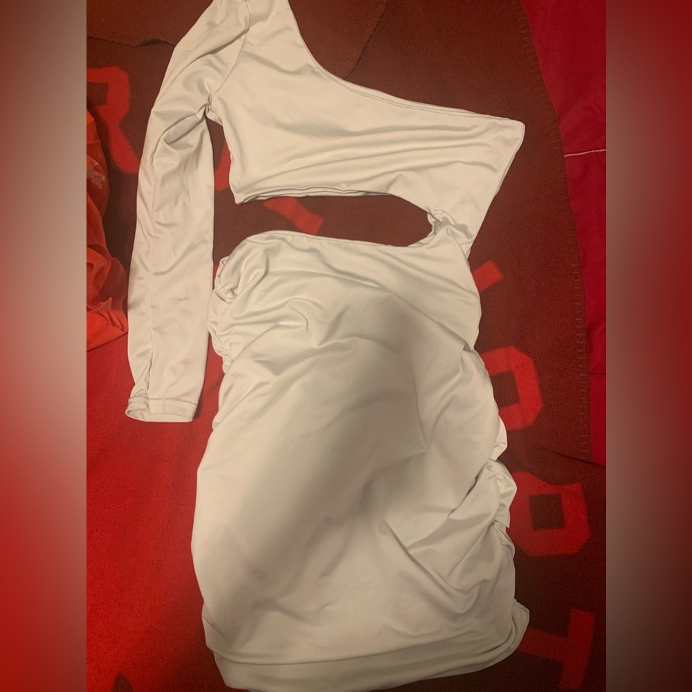 Rozegaga Women's One Sleeve Cutout Bodycon Mini Dress in White, Women’s …